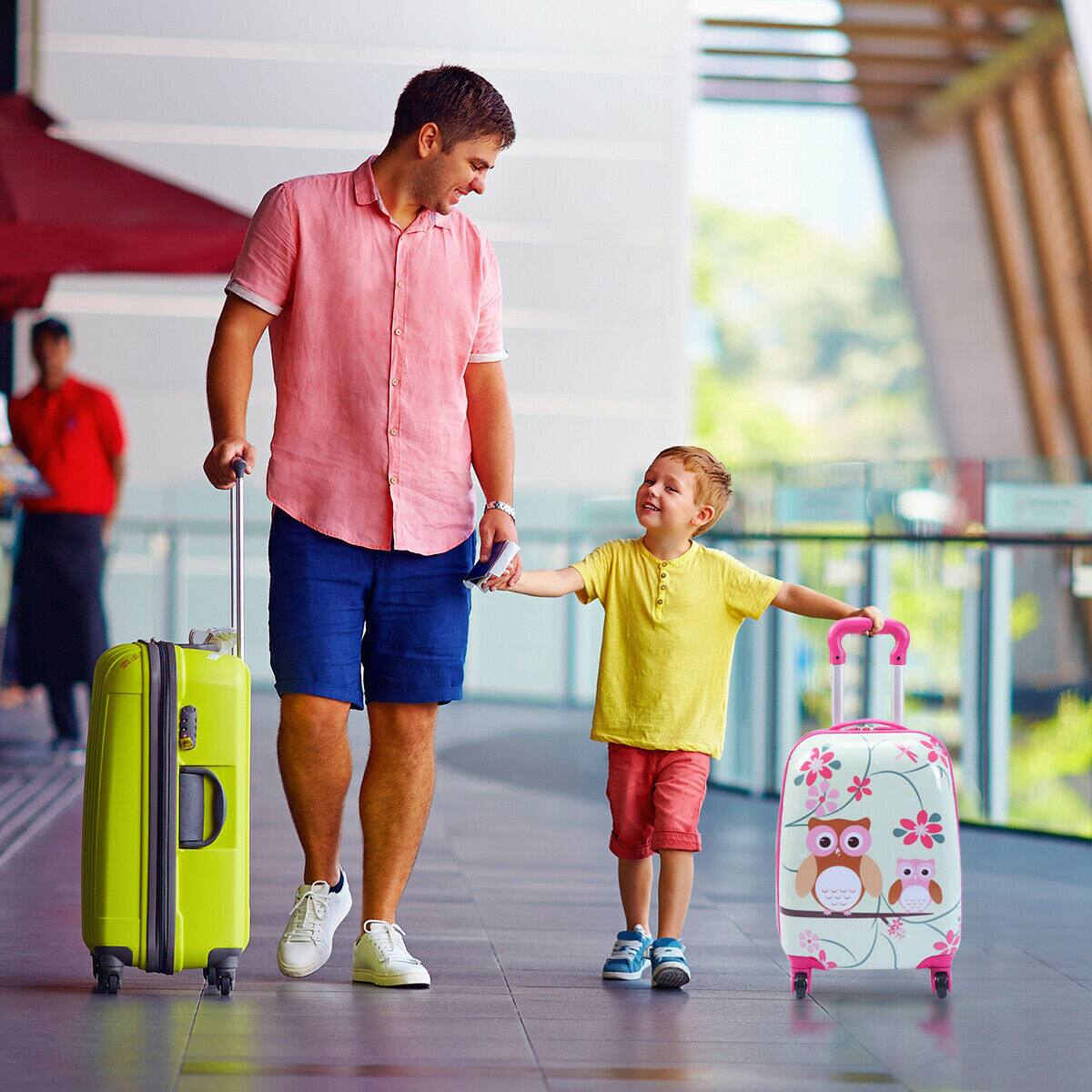 Alt View 12. Costway - 2Pcs 12'' 16'' Kids Luggage Set Suitcase Backpack School Travel Trolley ABS - pink & light green.
