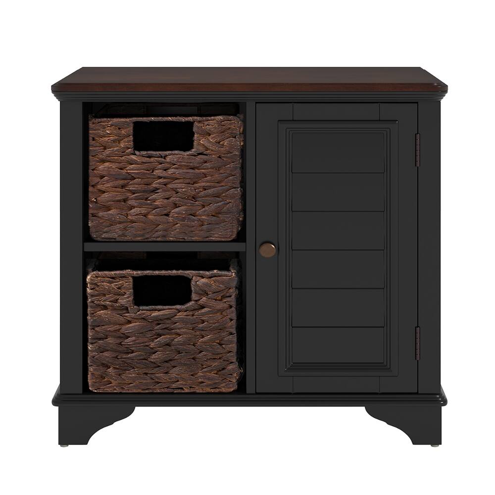 Alt View 6. Loheer - Loheer End Table with Woven Baskets Shutter Style Side Table Solid Wood Base - White.