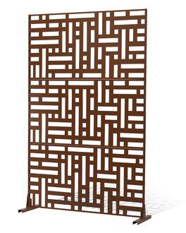 VEVOR - Metal Privacy Screen, 36" W x 72" H, Outdoor Privacy Screens & Panels, Freestanding Outdoor Divider with Stand - Brown