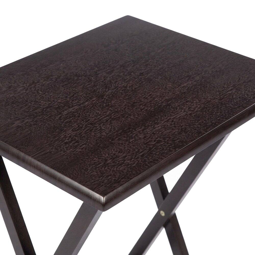 Angle. FurniFact - 5-Piece Solid Wood Snack Tray Table Set - Coffee.