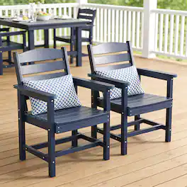 Fortune Candy - HIPS Poly Lumber Patio Dining Chair Set of Two, All Weather Resistant, for Porch Yard Garden ( 2 Piece) - Navy Blue