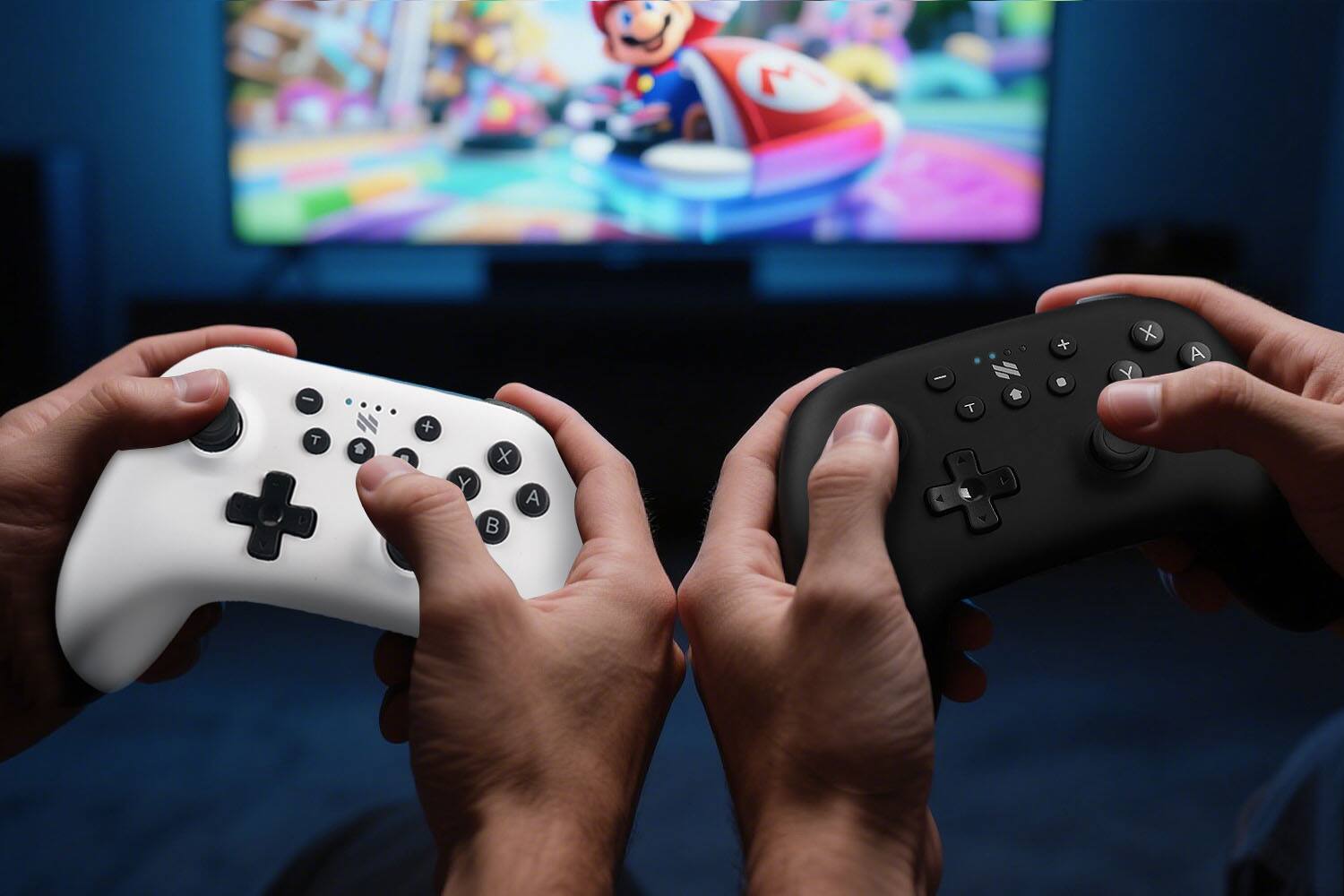 Alt View 4. NEXT - Wireless Rechargeable Pro Controller 2-Pack For Switch 2 & Switch - Midnight & Frost - Midnight & Frost.