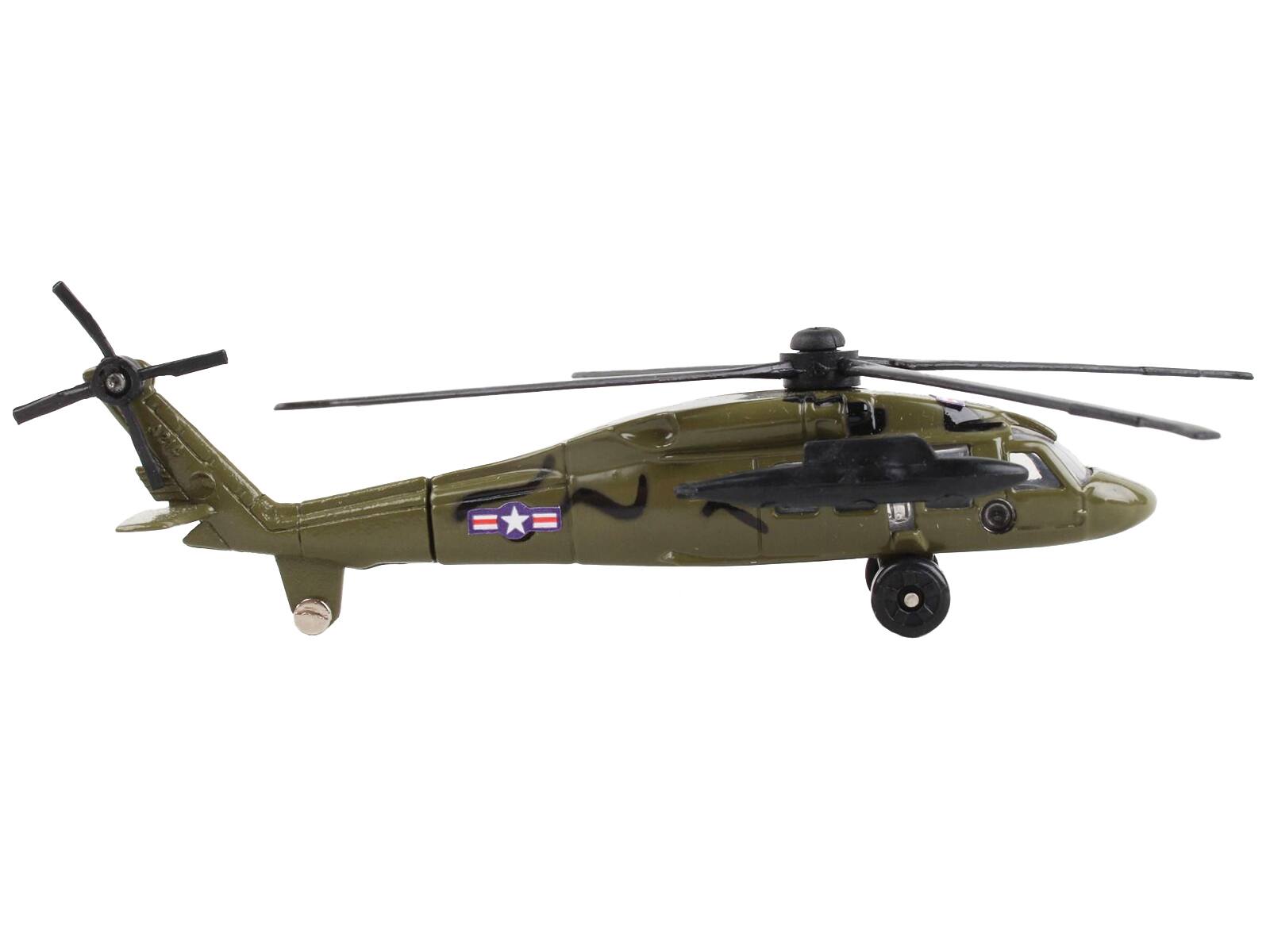 Angle. Runway24 - Sikorsky UH-60 Black Hawk Helicopter Olive Drab "United States Army" with Runway Section Diecast Model by Runway24 - Olive.