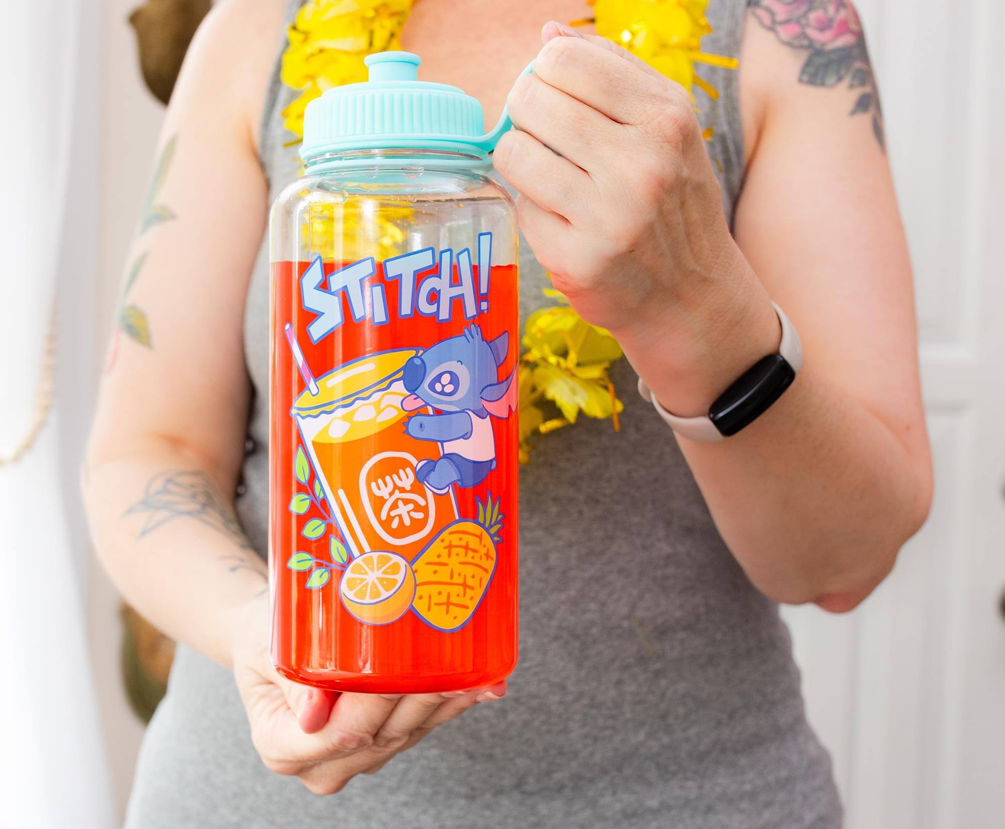 Alt View 4. Disney - Disney Lilo & Stitch Bubble Tea Water Bottle With Sports Cap | Holds 34 Ounces - Blue.