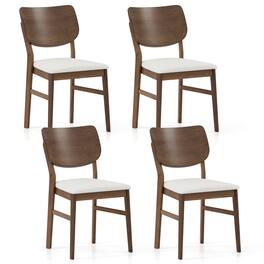 Gymax - Dining Chairs Set of 4 w/ Rubber Wood Frame Padded Seat Curved Back Living Room White - Walnut, White