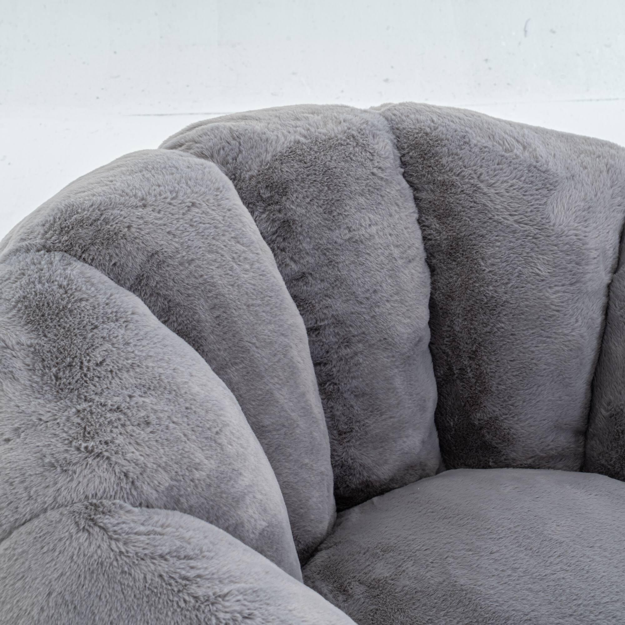 Alt View 1. GOODSILO - Floral-Shaped Faux Fur Bean Bag Sofa, Ultra-Soft Large Reading Chair for Living Room or Bedroom, Single-Seater - Gray.