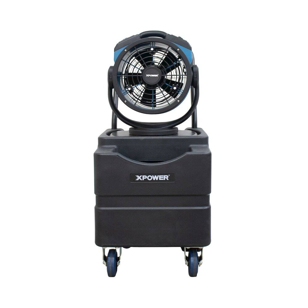 Left. XPOWER - Oscillating Portable 3 Speed Outdoor Cooling Misting Fan - Blue.