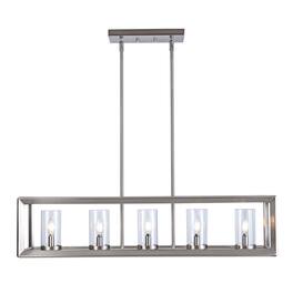 Jonathan Y - Anna 38.5" Linear 5-light Metal/Glass LED Pendant - Nickel