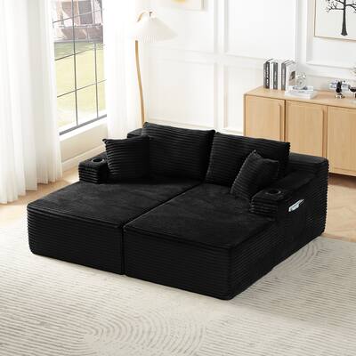 Mercer41 3-Piece Boneless Corduroy Modular Sectional Sofa 134 Wide U Shaped Cloud Couch With Chaise Set & Cup Holder & Side Pocket, No Assembly Required Mercer41 3-Piece Boneless Corduroy Modular Sectional Sofa 134 Wide U Shaped Cloud Couch With Chaise Set & Cup Holder & Side Pocket, No Assembly Required