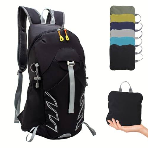 Front. Pacoar Cade - Small Lightweight Hiking Backpack,20l Foldable Daypack Cycling Hydration Backpack Travel Camping Bag - Black.