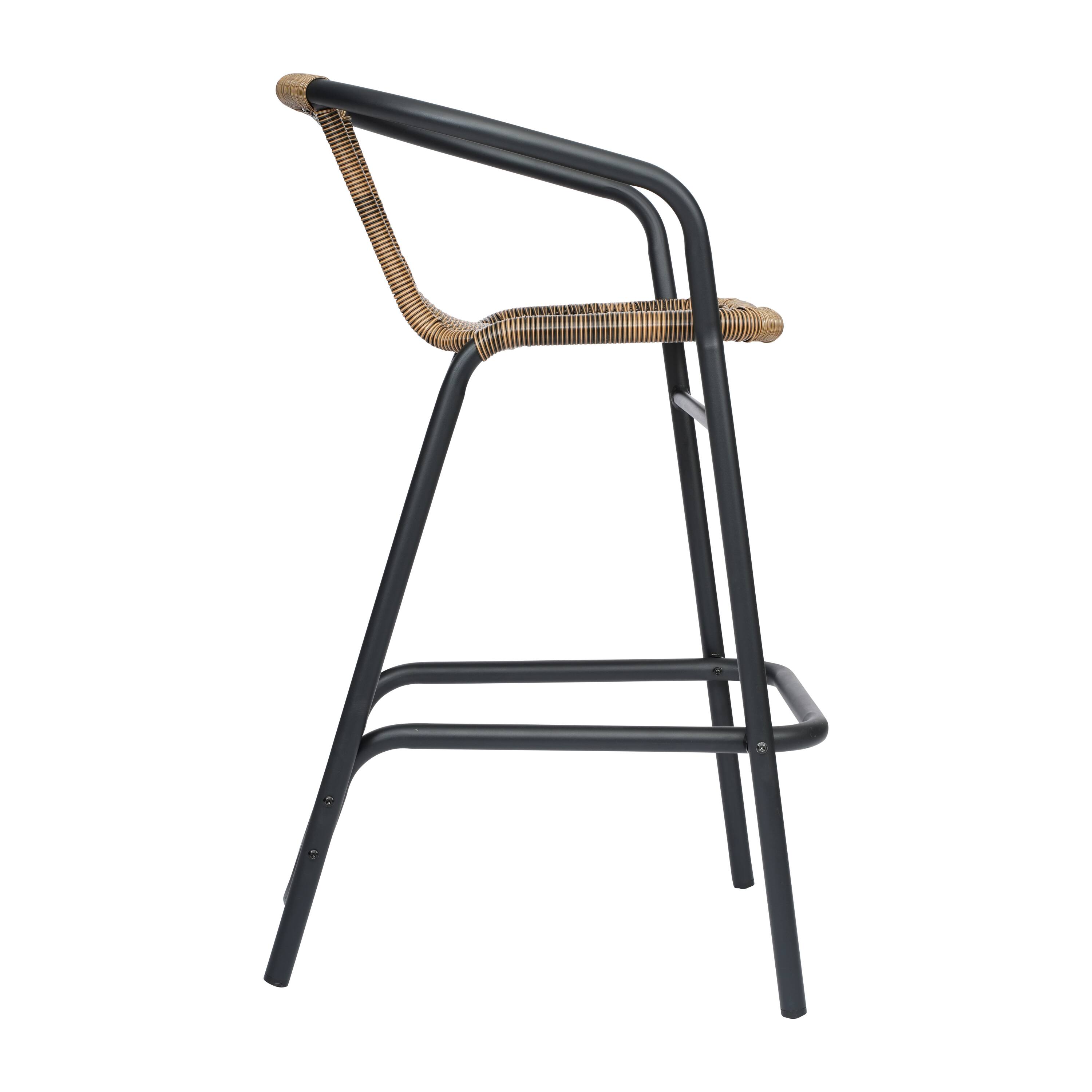 Alt View 7. Emma + Oliver - Rhea Indoor/Outdoor Restaurant Style Rattan Barstool - Medium Brown.