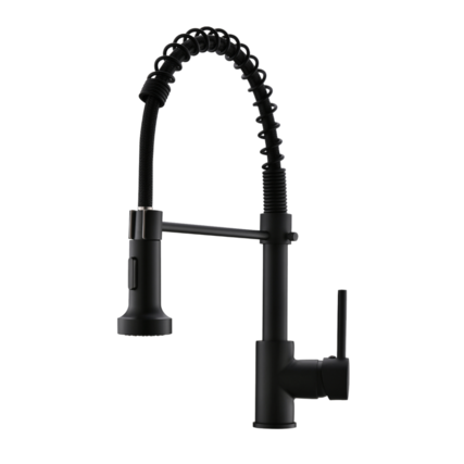 Front. Boyel Living - Black Stainless Steel Single Handle Pull Down Sprayer Kitchen Faucet - Black.