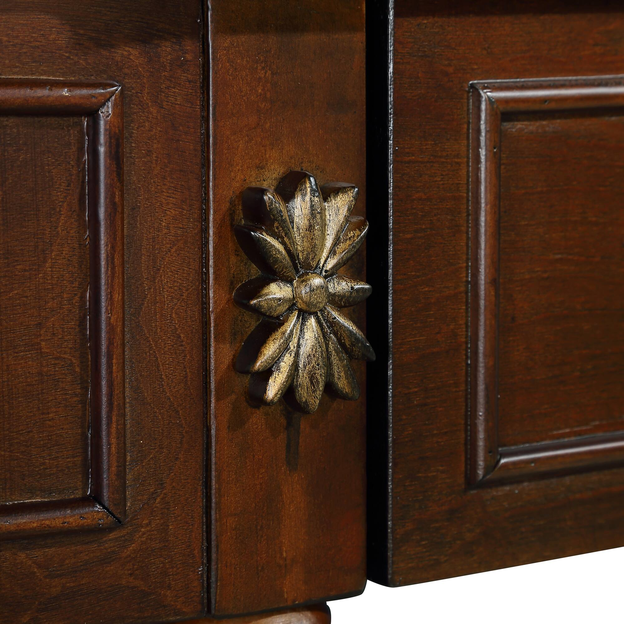 Alt View 9. GOODSILO - Retro Curved Wood Console Table with Open Shelf and Drawers Half Moon Sofa Table Solid Wood Entry Table - Cherry.