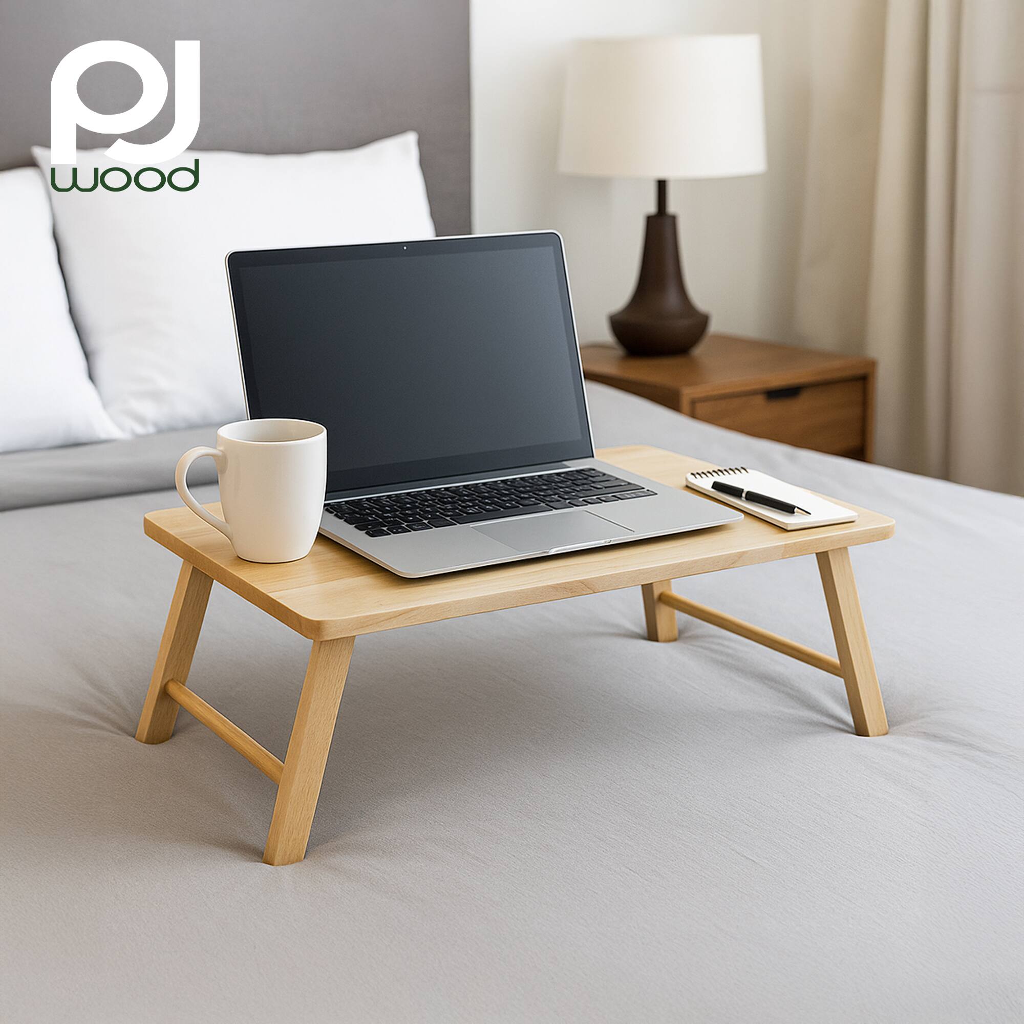 Alt View 2. PJ Wood - PJ Wood Folding Laptop Desk Tray Portable Bed Table for Computer Work, Natural.