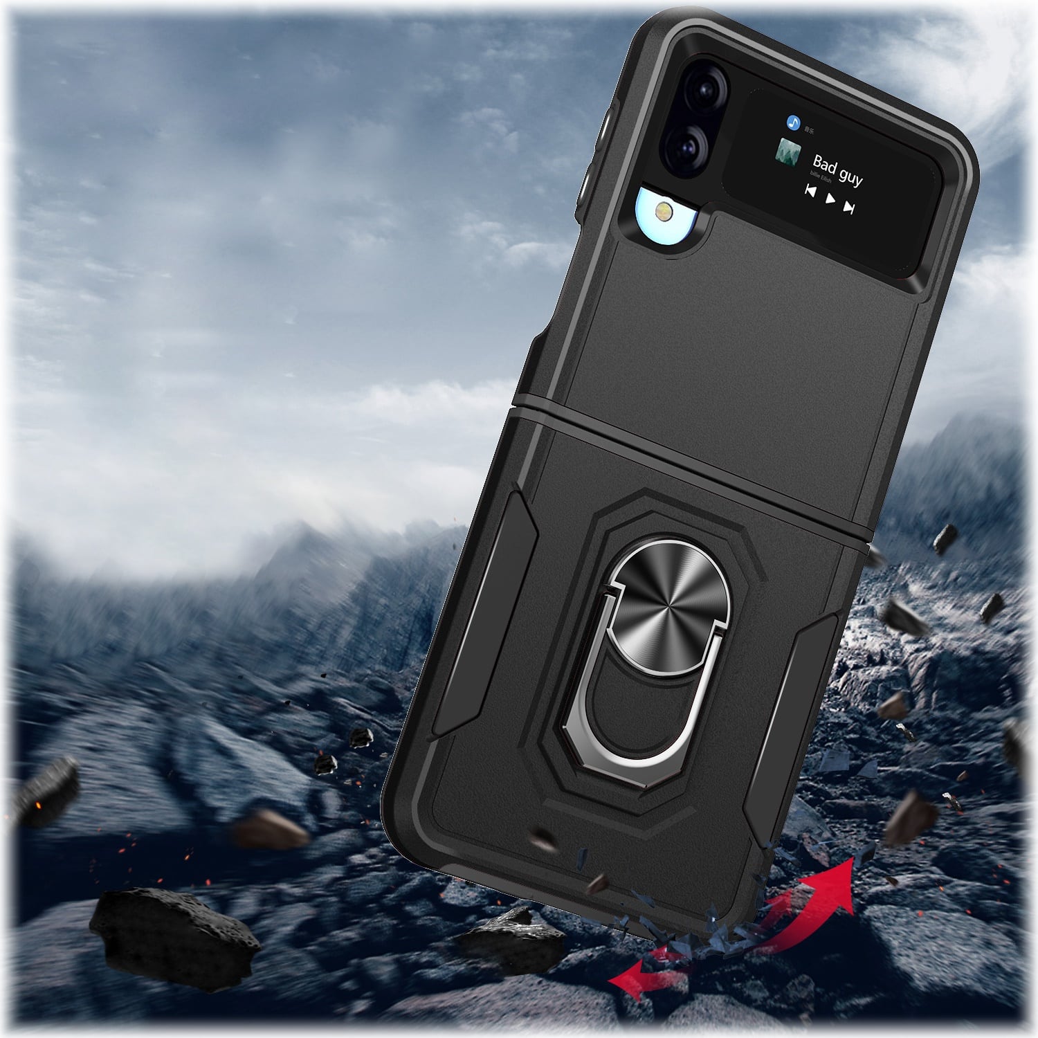 Alt View 16. SaharaCase - Heavy Duty Kickstand Series Case for Samsung Galaxy Z Flip4 - Black.