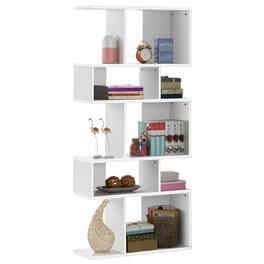 Ecooso - 5-Tier Modern Geometric Bookshelf with S-Shape Design for Display Storage - White