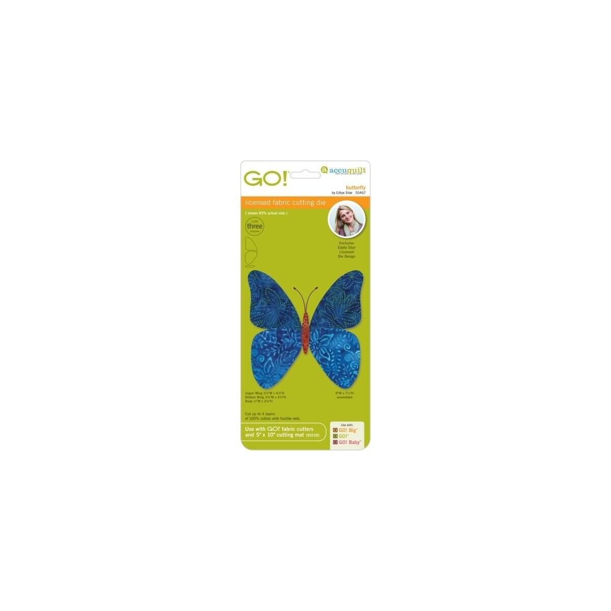 A aququilt - GO! butterfly - licensed fabric cutting die - three - Use with GO! fabric cutter and 5" x 10" cutting mat - GO! Baby