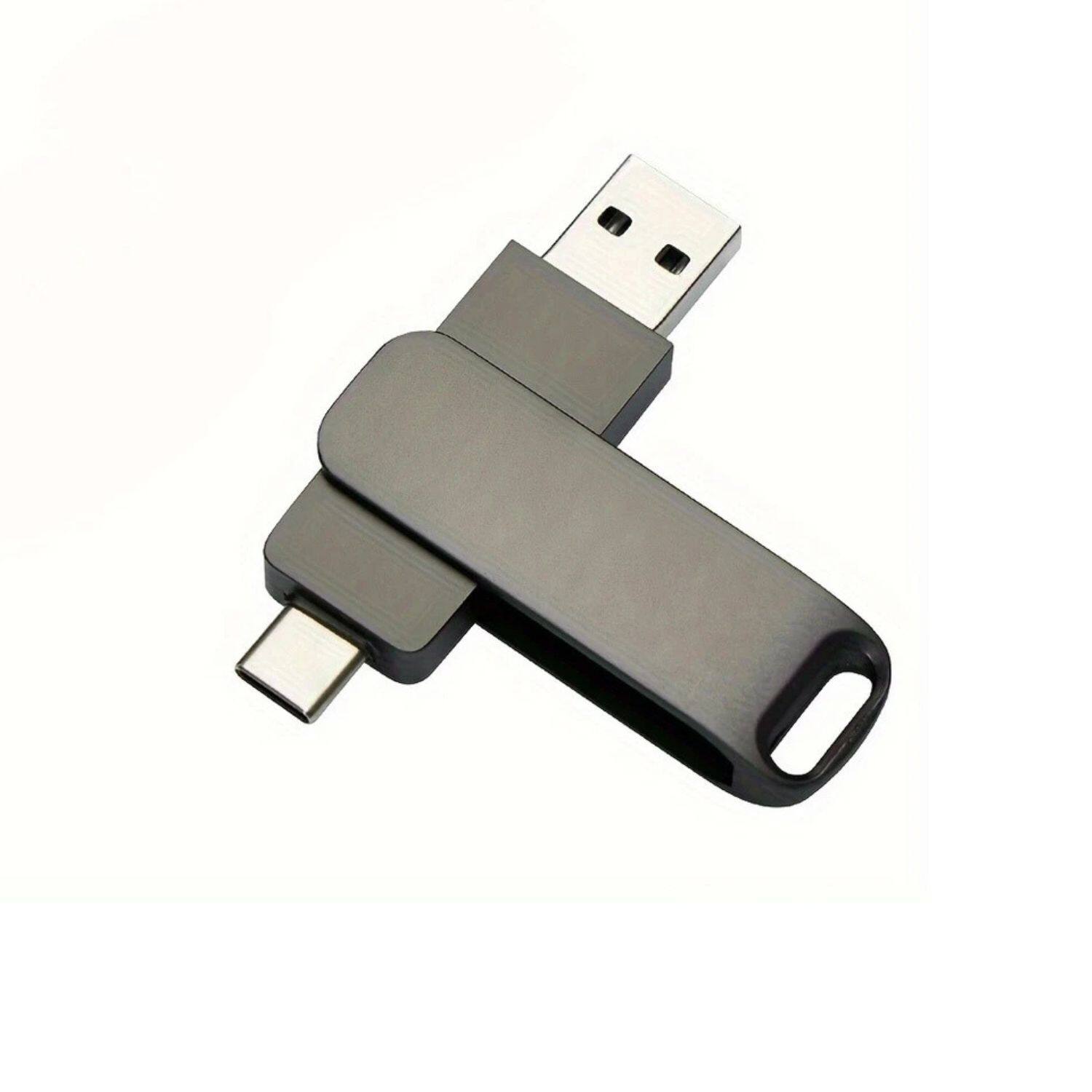 Front. Stock Preferred - 256GB USB 3.0 Type-C Flash Drive – High-Speed Portable Storage Stick - Grey.