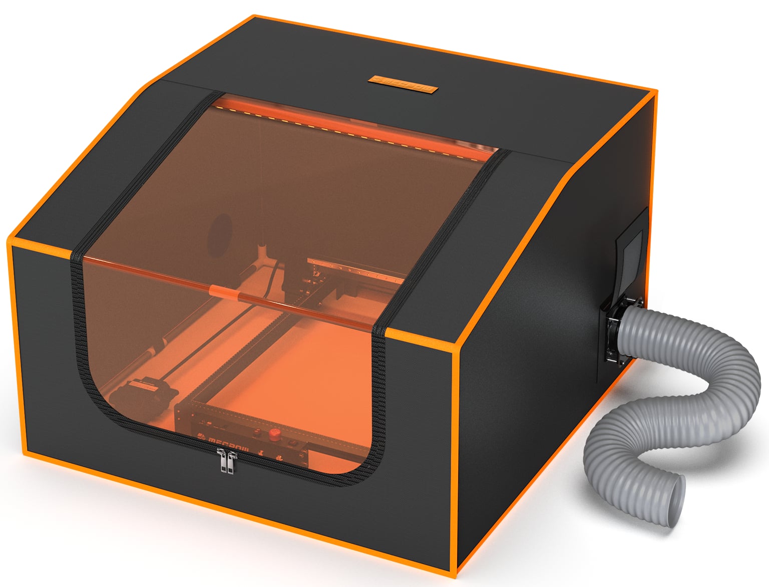 Mecpow - FC2 Laser Engraver Enclosure for Laser Cutter, 37.4”x36.6”x18.1” Fireproof Protective Cover with Fan, Isolate Smoke/Odor - Black