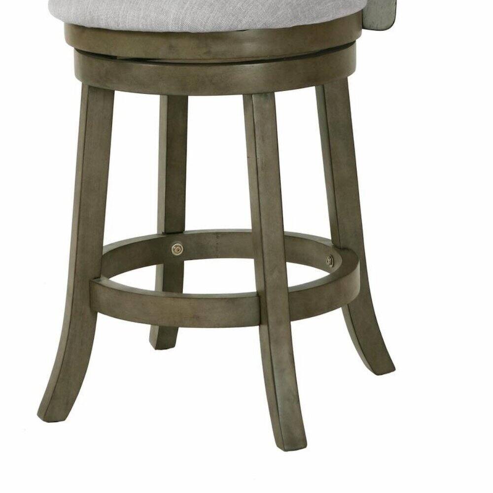 Angle. FurniFact - 24-Inch Solid Wood Counter Stool 360 Swivel Fabric Seat Ant Gray - Gray.