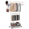 Front. Costway - Costway Rolling Clothes Rack, Double-Rod Extendable Garment Stand for Hanging Clothes - Silver.