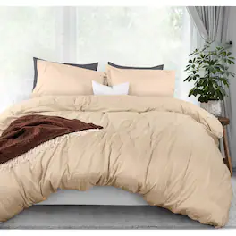Comfort Essence - Duvet Cover 3 Piece With Zipper Closure 1 Comforter Inches 2 Pillow Shams Not Included - Beige-Full