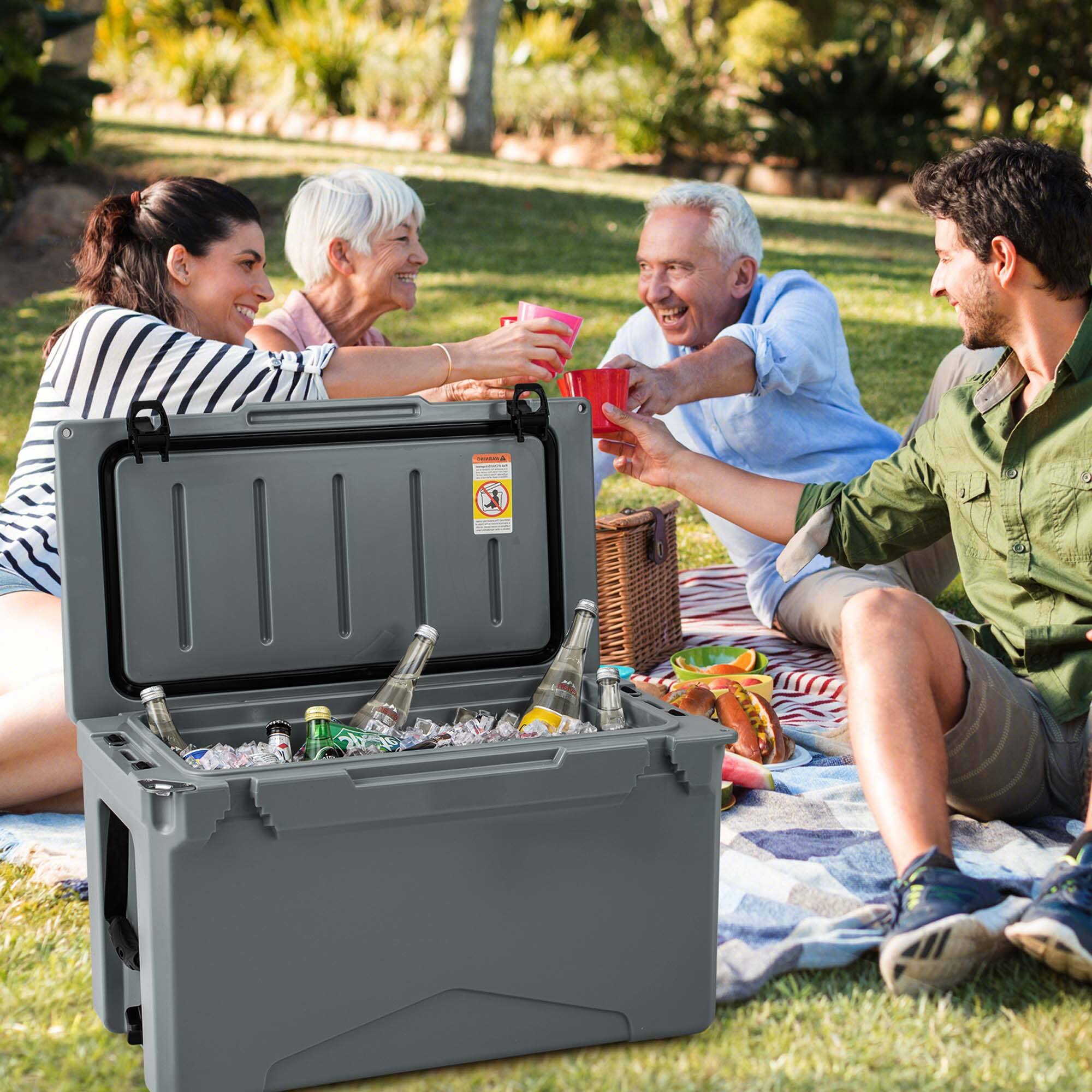 Alt View 1. Costway - Costway 50 QT Rotomolded Cooler Portable Ice Chest Ice Retention for 5-7 Days - Charcoal.