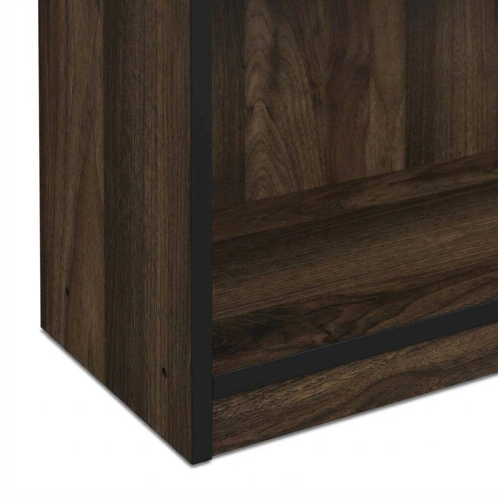Alt View 2. FurniFact - Wood 3-Tier Bookcase with Storage Shelves in Walnut and Black Finish - Columbia Walnut/Black.