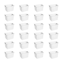 Sterilite - Deep Ultra Plastic Storage Bin Baskets with Handles, White, 24 Pack