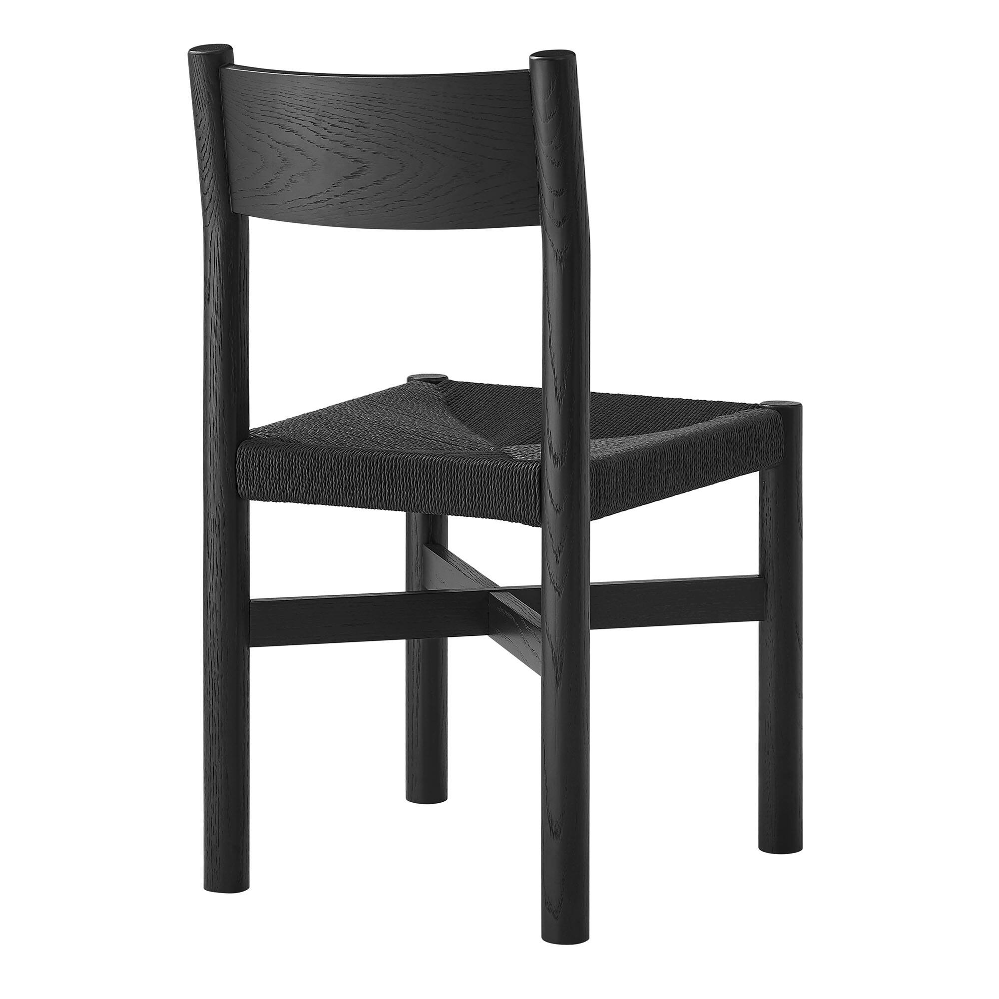 Alt View 3. Modway - Alvia Oak Wood Dining Side Chair With Woven Seat by Modway - Black.