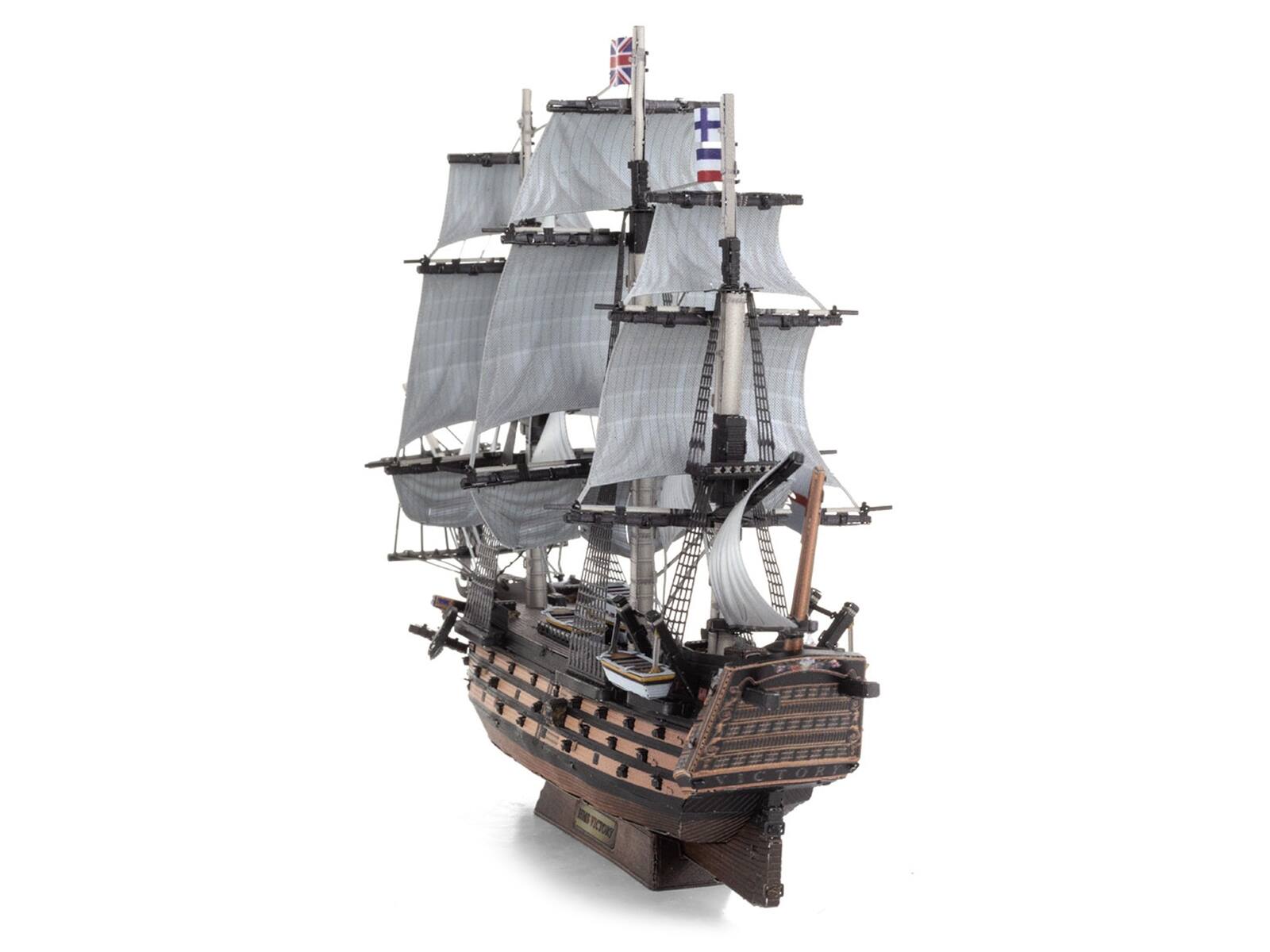 Left. Metal Earth - Model Kit HMS Victory British Navy Ship (Challenging Difficulty) Steel Model by Metal Earth - Grey, Brown.