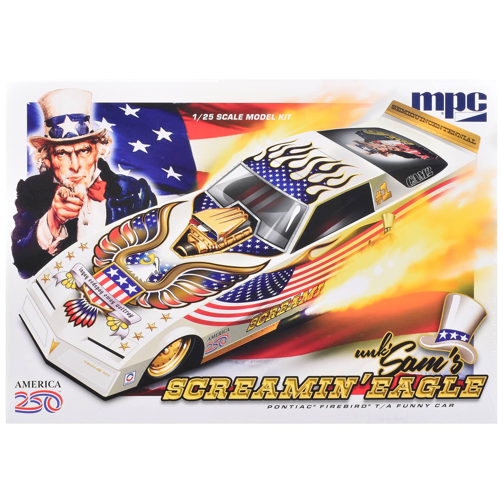 1/25 SCALE MODEL KIT

SEMIQUINCENTENNIAL CAM2

AMERICA SCREAMIN' EAGLE PONTIAC FIREBIRD T/A FUNNY CAR

AMERICA 250