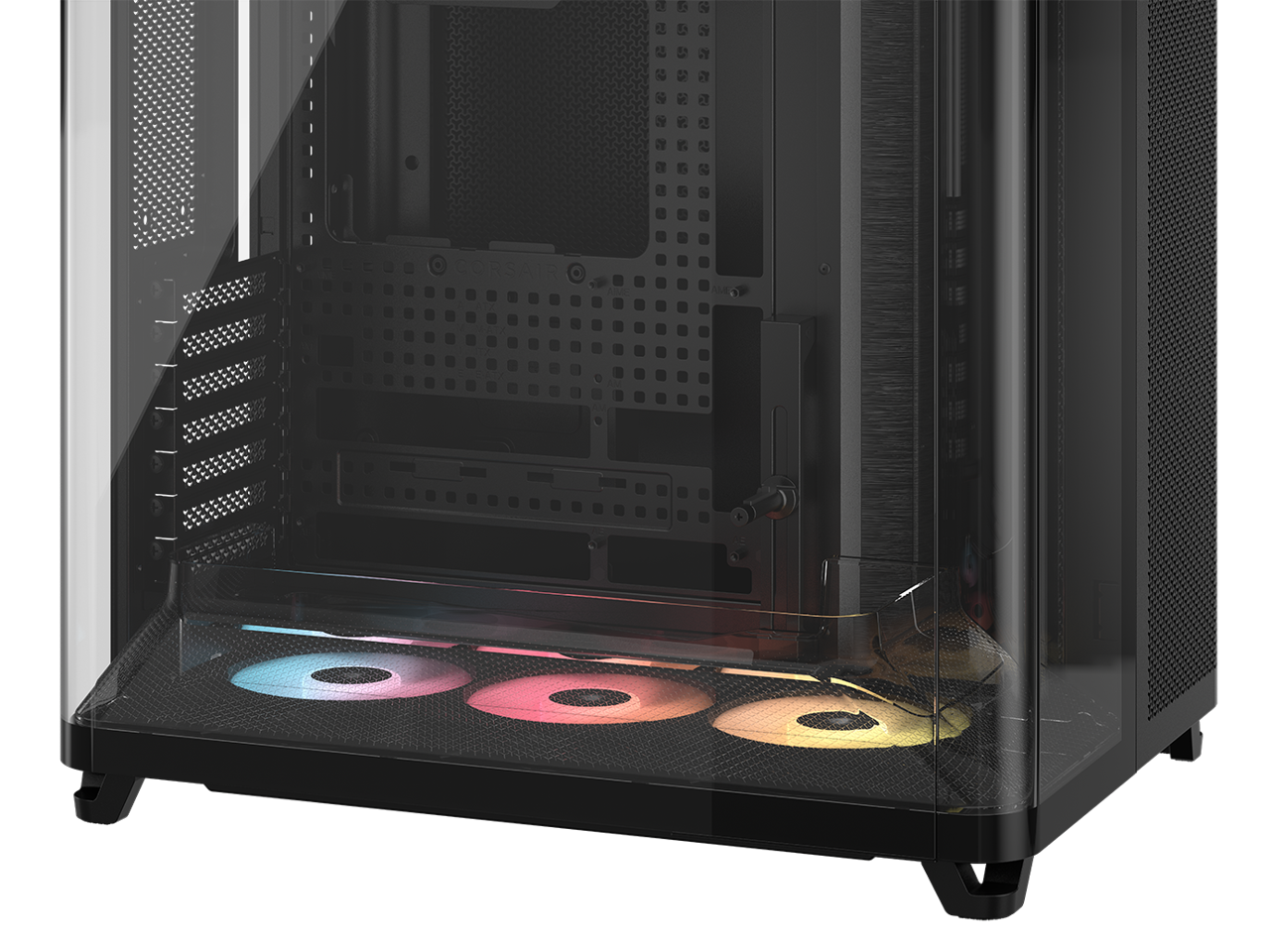 Alt View 8. CORSAIR - Corsair AIR 5400 RS-R ARGB Triple Chamber Mid-Tower Case - Black, 3x RS-R 120mm Fans, BTF Design - Black.