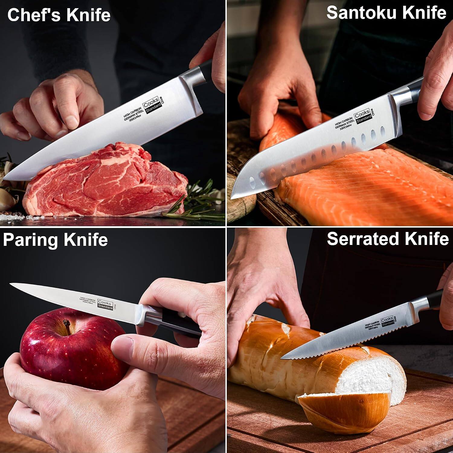Chef's Knife
Santoku Knife
Cooks China CARBON STAINLESS GERMAN
CARBON Cooks Standard NEW STEEL GERMAN
Paring Knife
Serrated Knife
