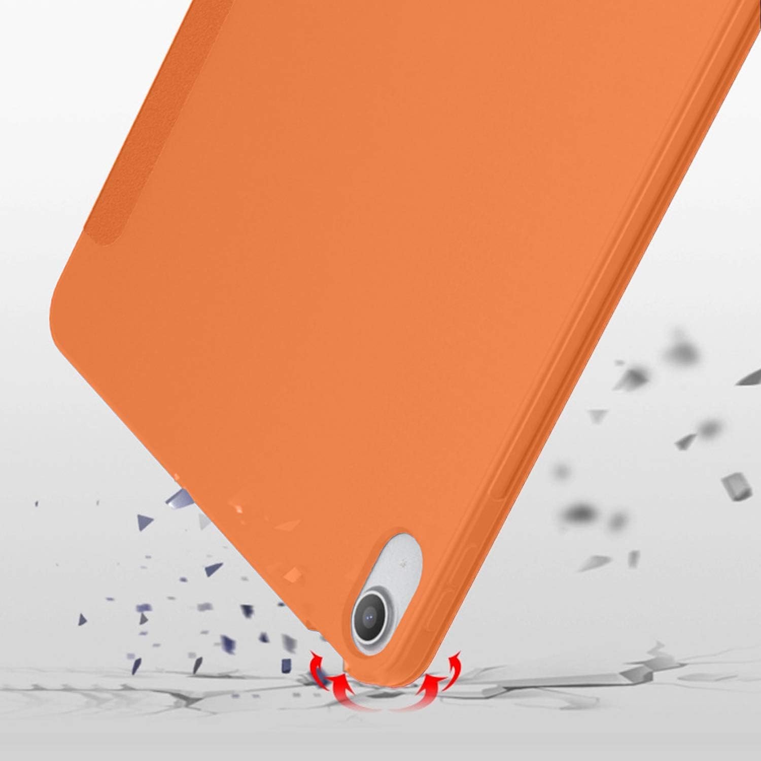 Alt View 3. DuraSafe Cases - iPad 10th Gen 10.9" 2022 Shockproof Silicone-Back Smart Case with Tri-Fold Stand A2696 A2757 A2777 A3162 A3354 A3355 - Orange.