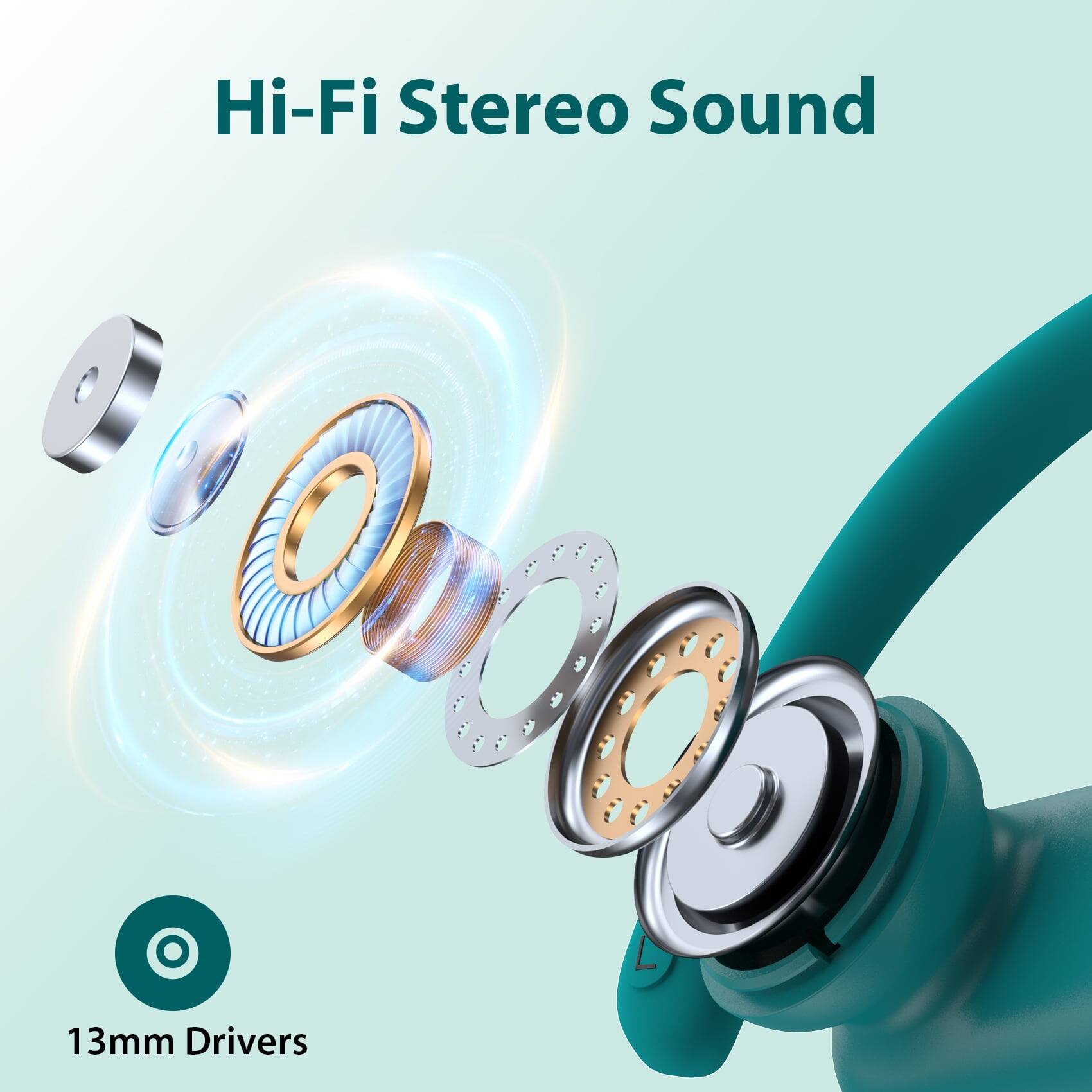 Hi-Fi Stereo Sound  
13mm Drivers