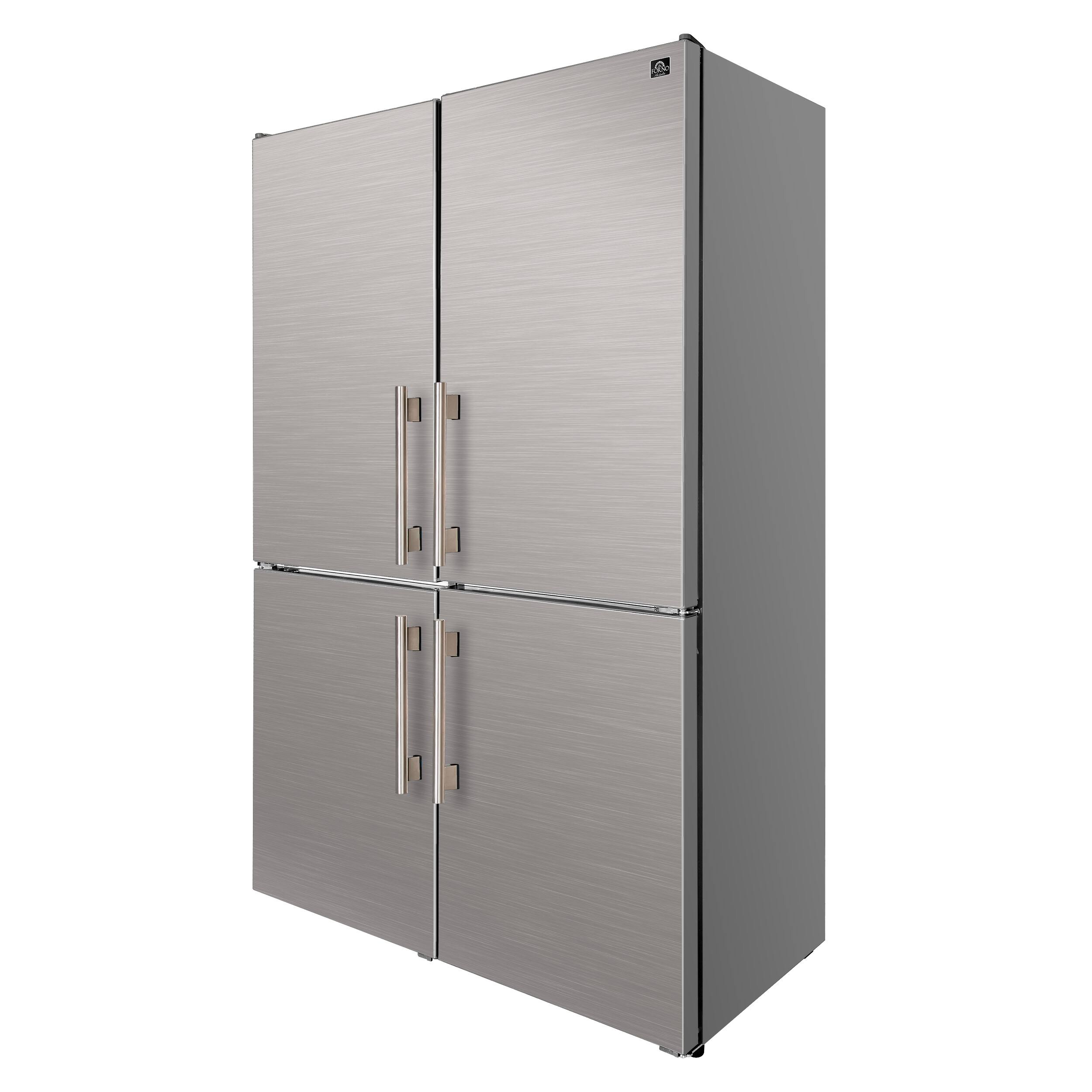 Angle. Forno Appliances - Custodia 20.6 Cu. Ft. 48" Side-by-Side Refrigerator Pair with Ice Maker and Total No Frost - Stainless Steel - Stainless Steel.