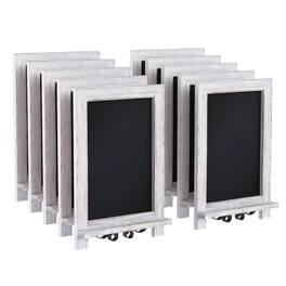 Emma + Oliver - Burke Rustic Vintage Tabletop or Wall Hanging Chalkboard with Magnetic Surface and Folding Legs - White Wash