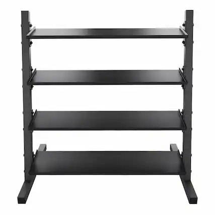 Front. Power Systems - 4 Tier Dumbbell Rack – Steel Weight Rack for Neoprene/Vinyl Dumbbell Weights 1–15 lb - Black.