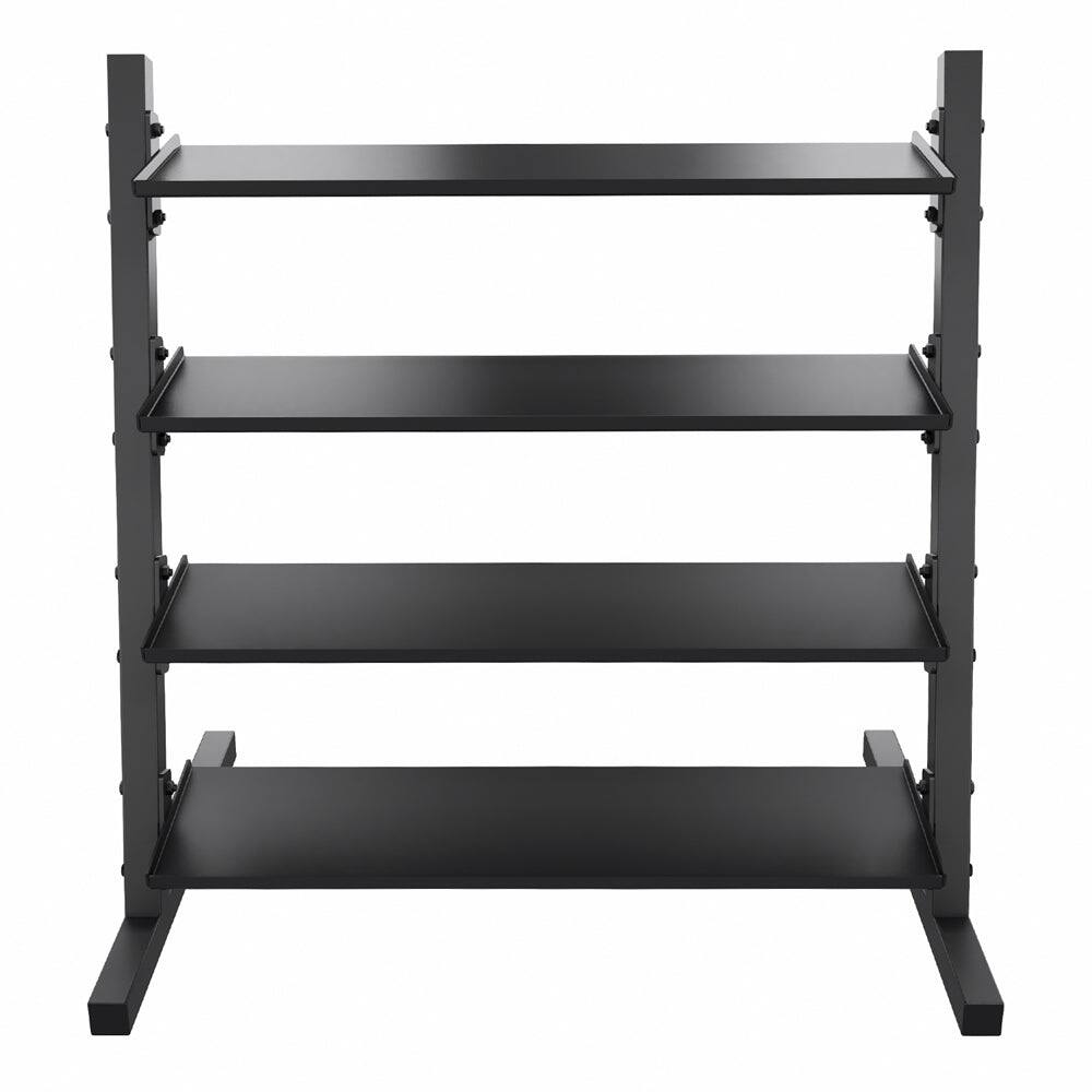 Front. Power Systems - 4 Tier Dumbbell Rack – Steel Weight Rack for Neoprene/Vinyl Dumbbell Weights 1–15 lb - Black.