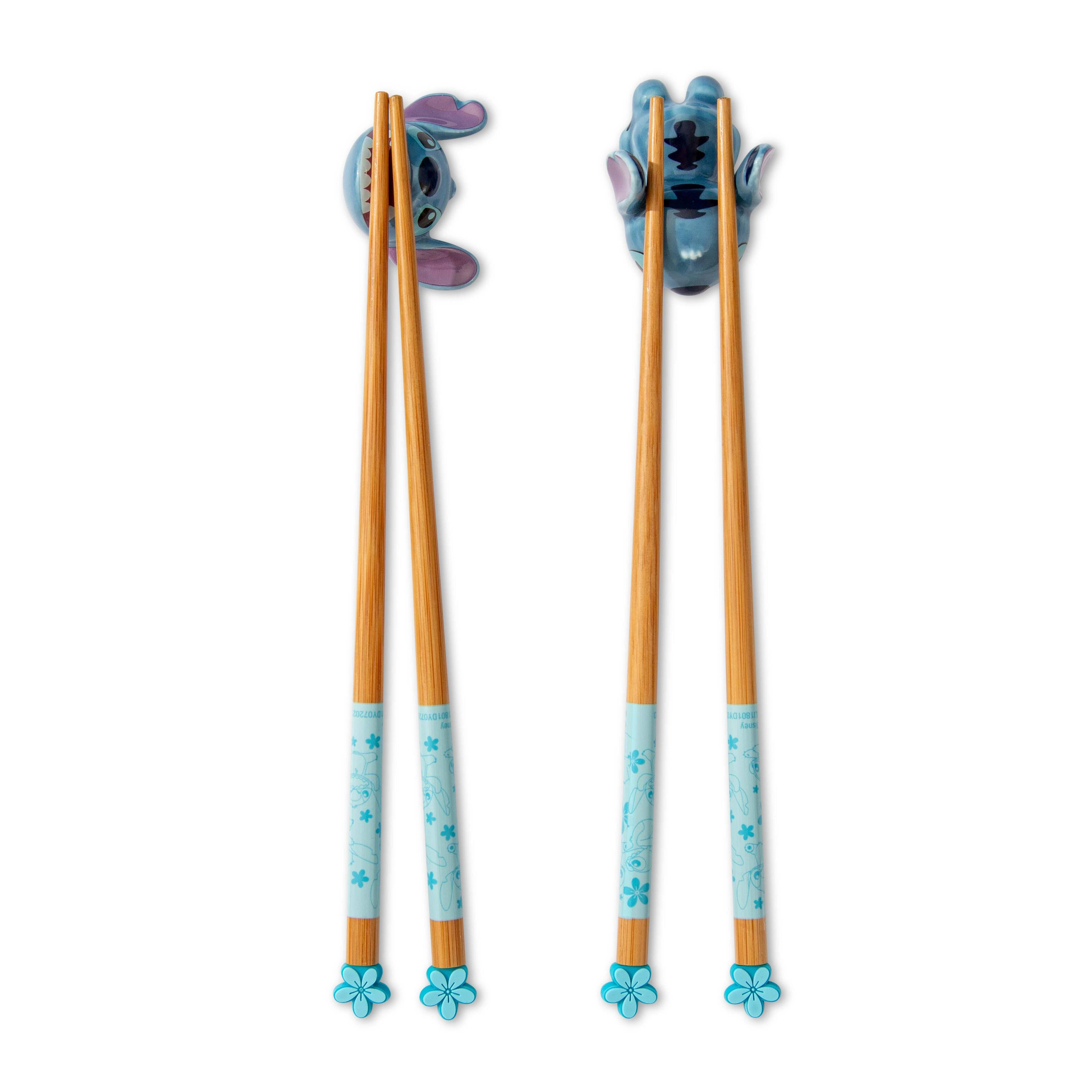 Disney - Lilo & Stitch 2-Pair Wooden Chopstick Set With Ceramic Rests - Blue