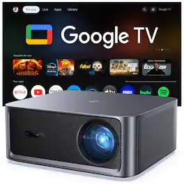 Happrun - 3000 ANSI Lumens Outdoor Smart Projector with Google TV 4K Decoding Auto Focus and Keystone Dolby Audio Wi-Fi 6 and Blue - Black