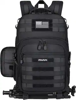 mosiso - Camera Backpack with Laptop Compartment, Tactical Camera Bag Case for Canon/Nikon/Sony DSLR/SLR/Mirrorless - Black