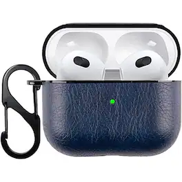 Entronix - Luxury Leather Case for AirPods Pro 1st and 2nd Generation - Stylish and Durable Protection - Navy
