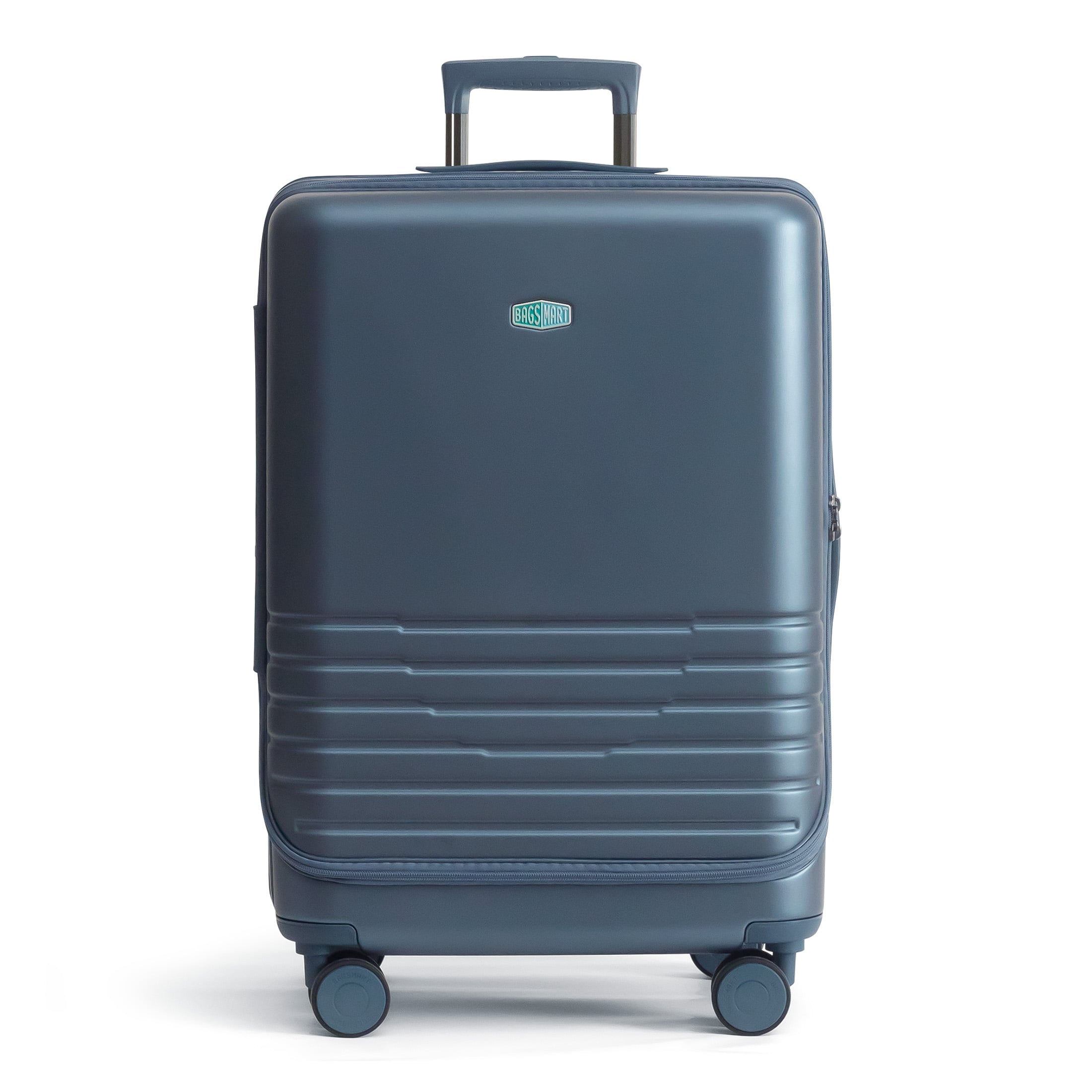 Front. Bagsmart - Getaway 24" Check-in Checked Luggage, Side-Opening Hardside Suitcase with Built-in Scale & Double Spinner Wheels - Denim Blue.
