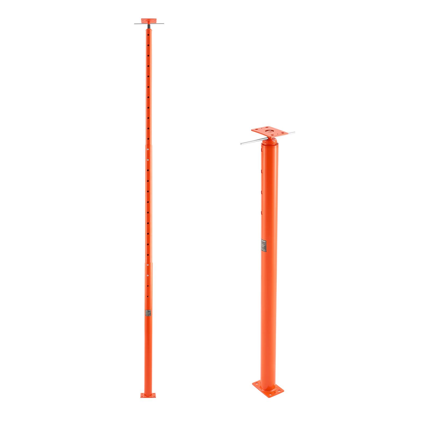 Alt View 5. VEVOR - House Floor Jack, 54"-150" Height Range, 11200 lbs Max Load Capacity, Adjustable Support Beam Basement Jack Post Pole - Orange.