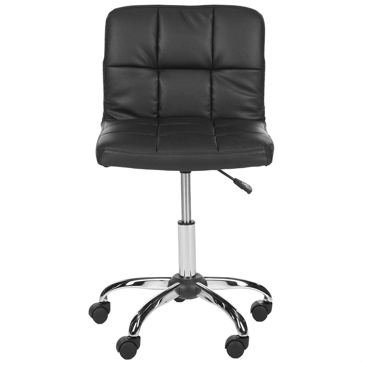 Left. Hivvago - Modern Black Faux Leather Cushion Home Office Desk Chair - Black.