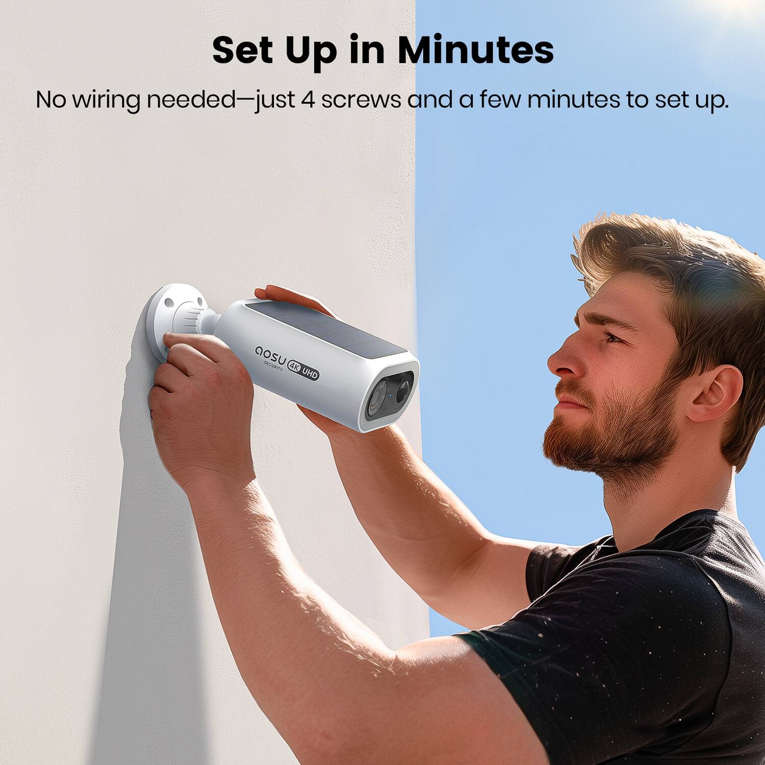 AOSU 4K UHD 8.0 MP Wi Fi Outdoor AI Smart SolarCam P1 Max Security