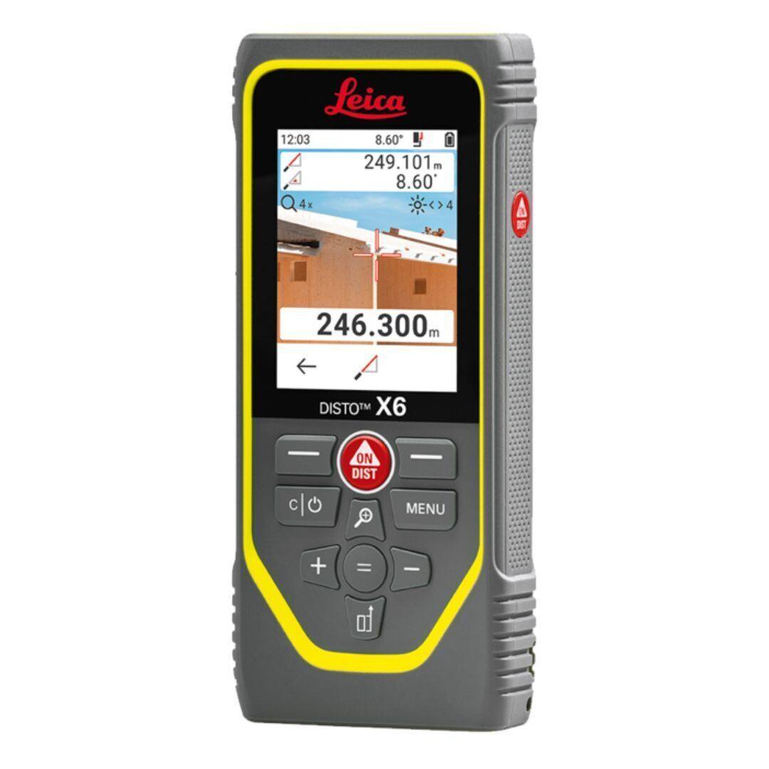 Leica DISTO™ X6

12:03  
8.60°  
249.101m  
8.60°  
4x  
246.300m  

DISTO™ X6  
ON DIST  
MENU  
+  
-