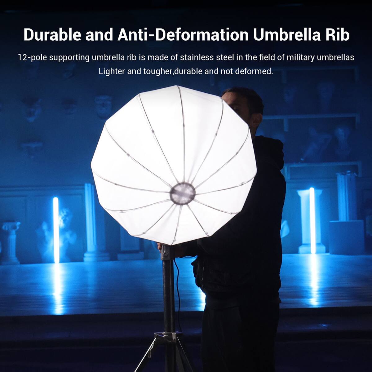 Durable and Anti-Deformation Umbrella Rib

12-pole supporting umbrella rib is made of stainless steel in the field of military umbrellas. Lighter and tougher, durable and not deformed.